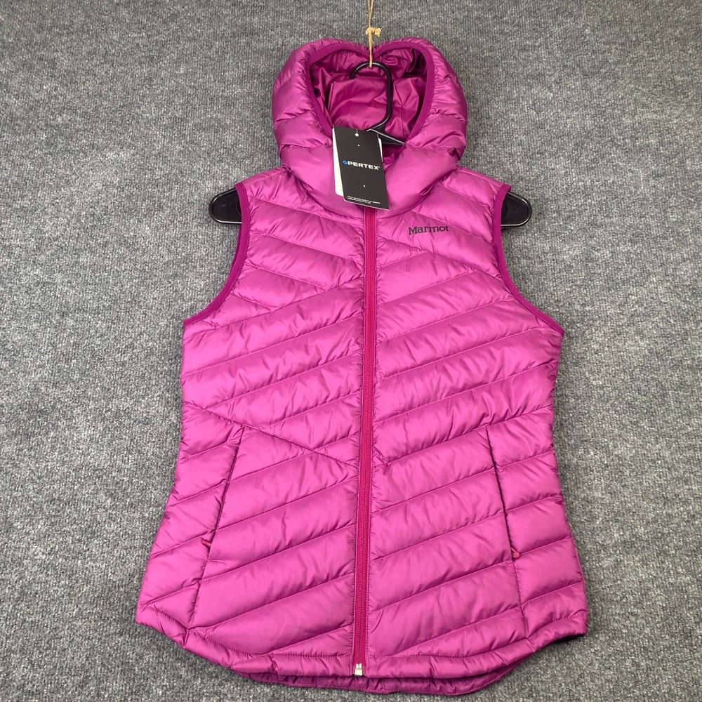 Marmot Highlander Hoody Vest Wild Rose Pink 700 Fill Down Puffer 79380 Womens XS